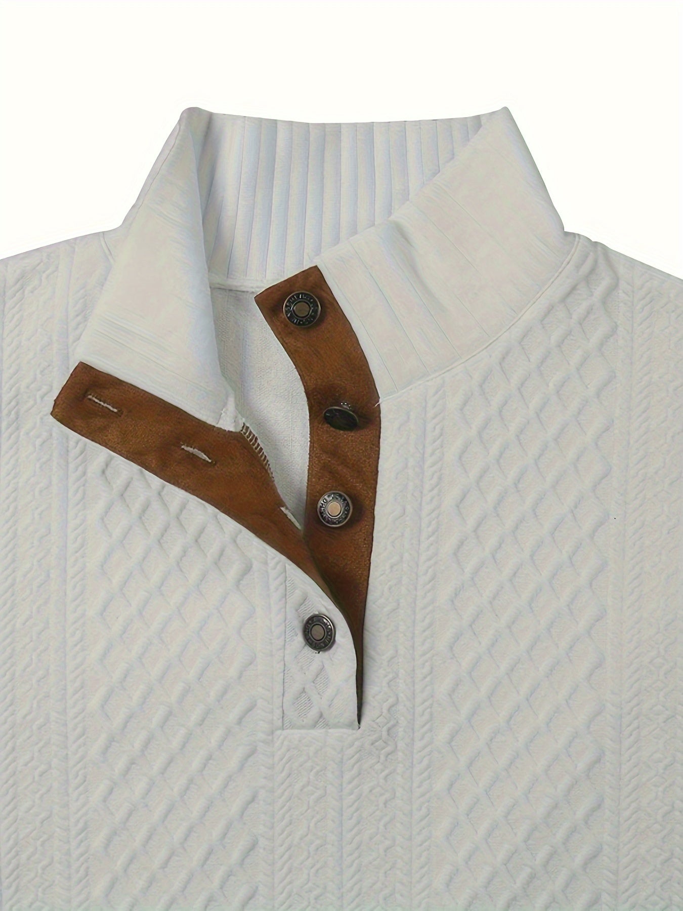 Diamond Jacquard Button Sweatshirt
