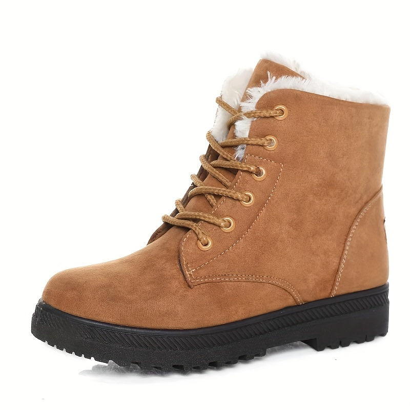 Lace-Up Platform Ankle Boots - Sepia