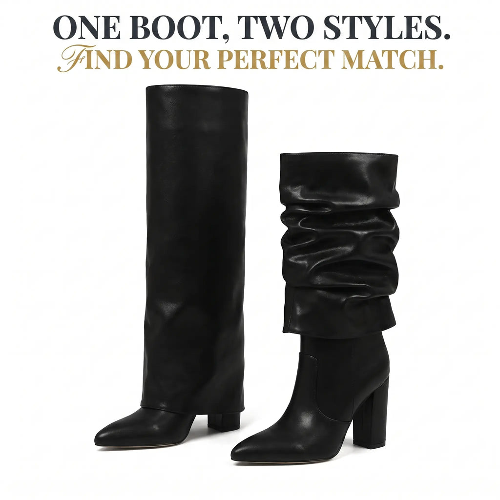 Slouchy Fold-Over Knee-High Boots