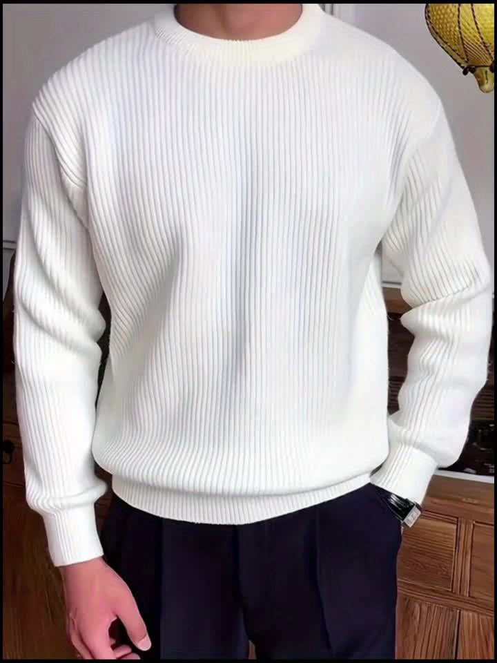 Solid Crew-Neck Knit Pullover