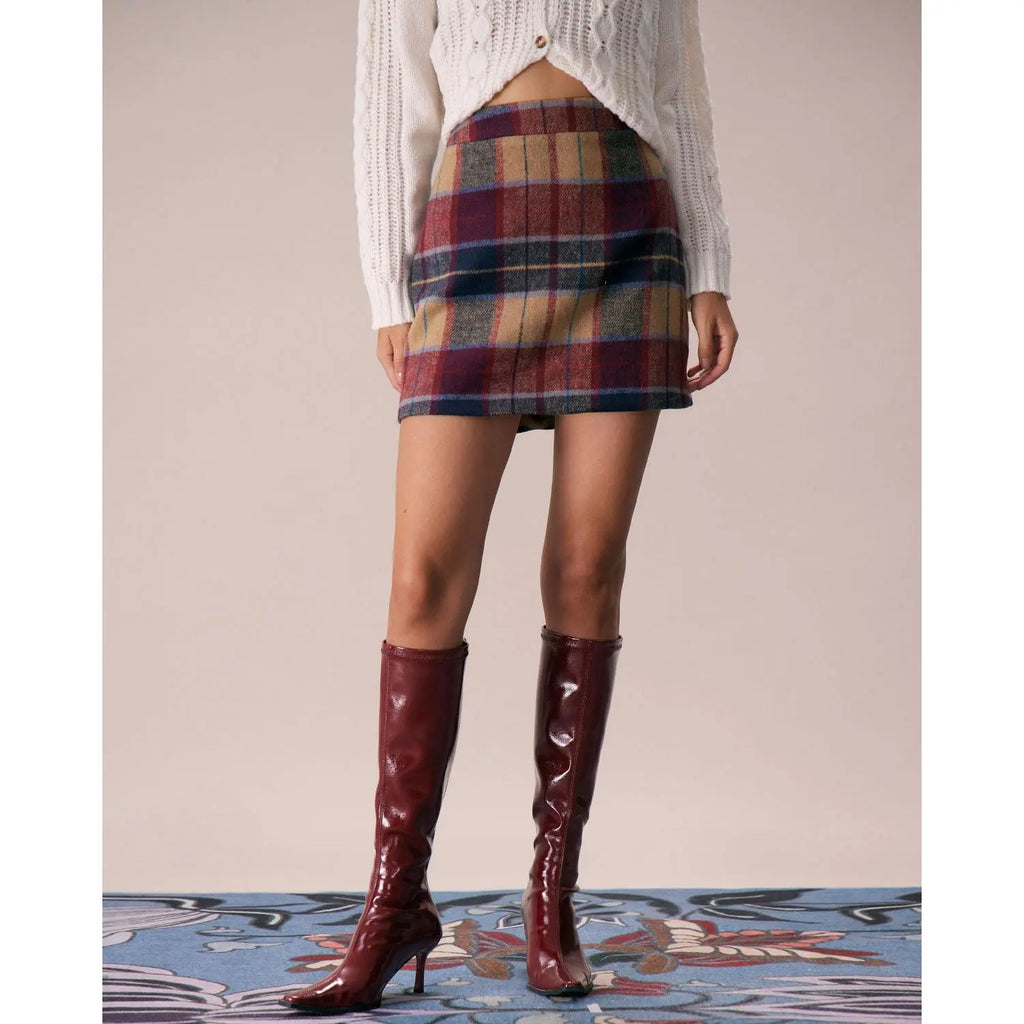 Plaid Tweed Mini Skirt
