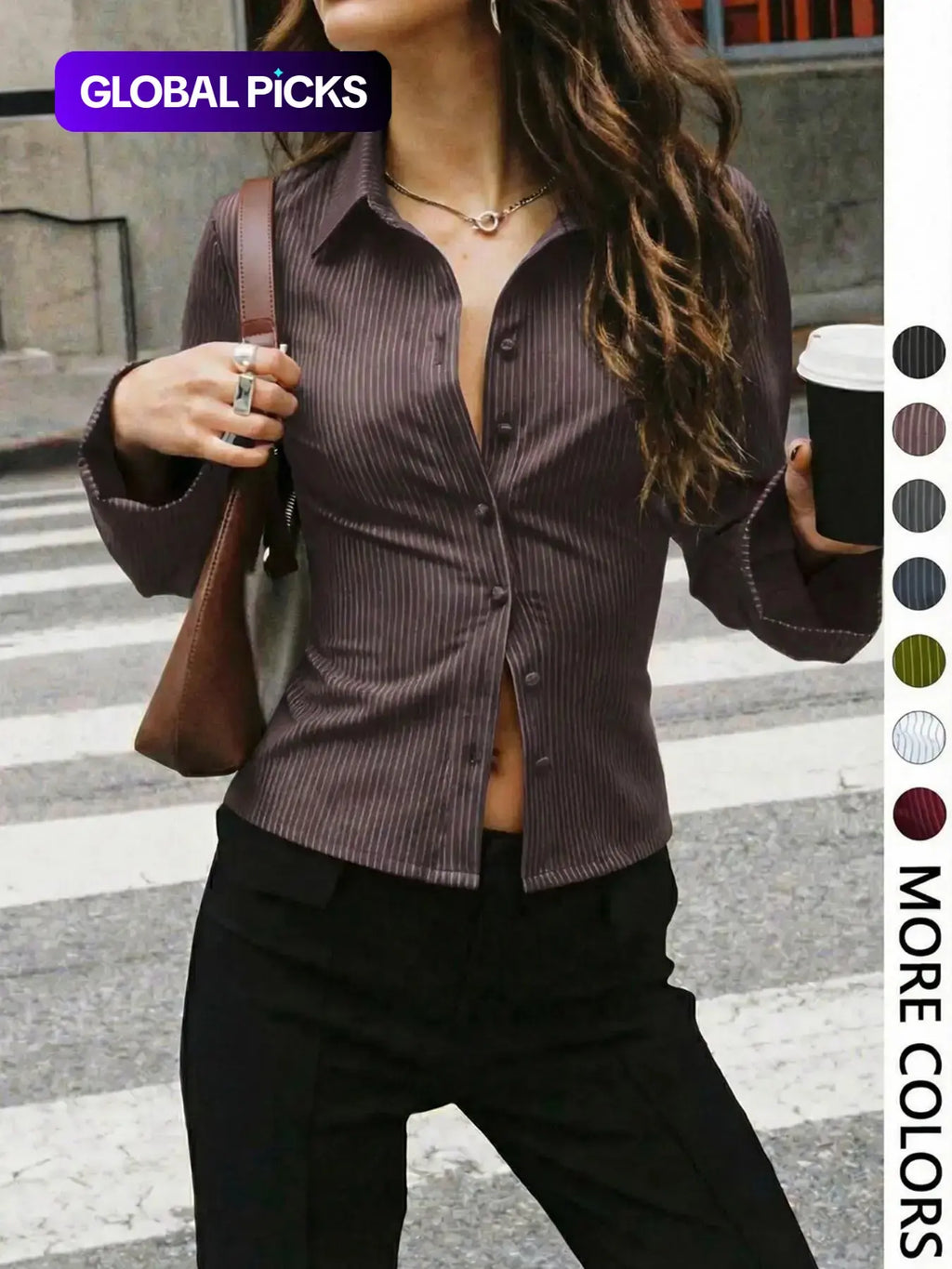 V-Neck Button-Front Blouse