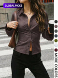 V-Neck Button-Front Blouse