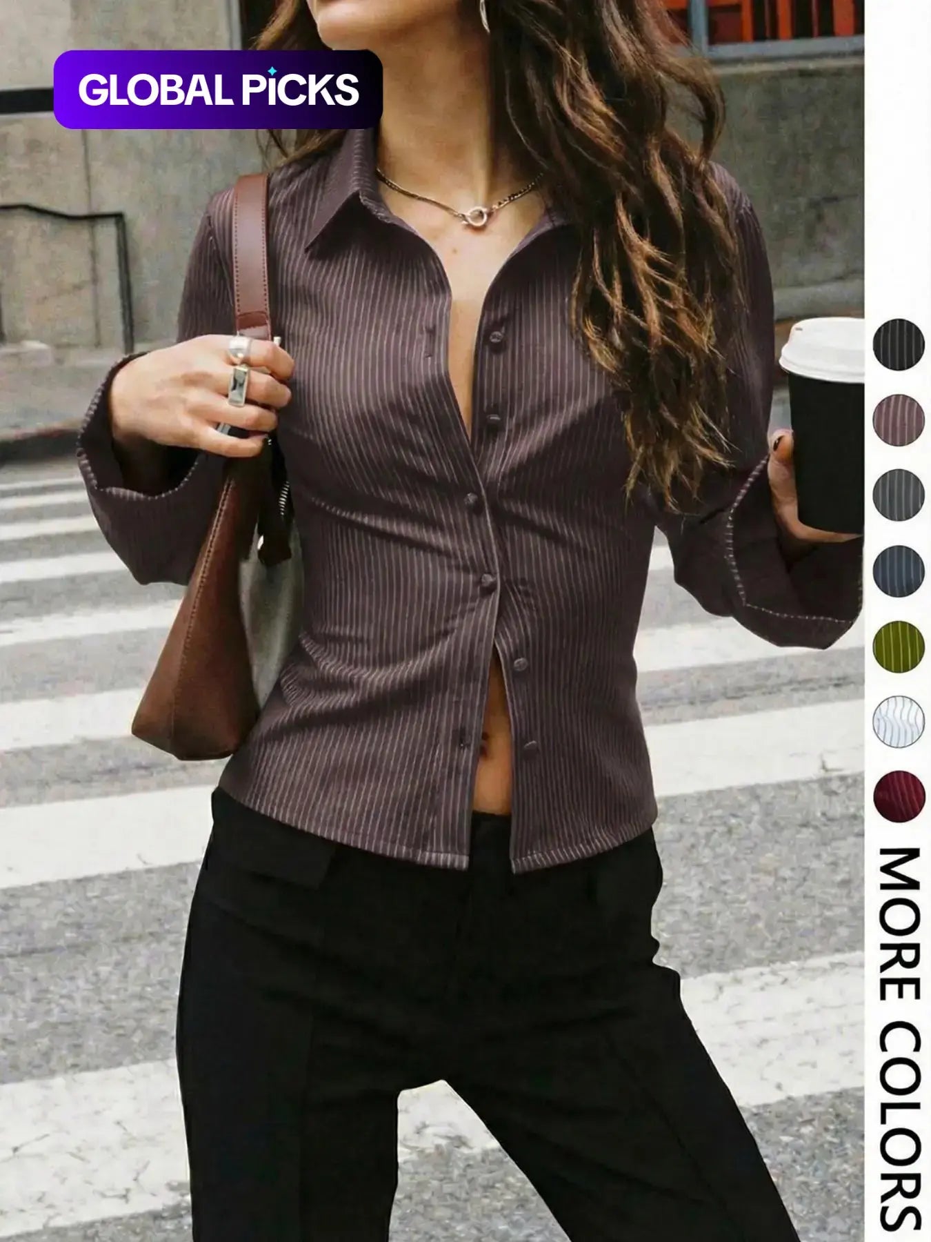 V-Neck Button-Front Blouse