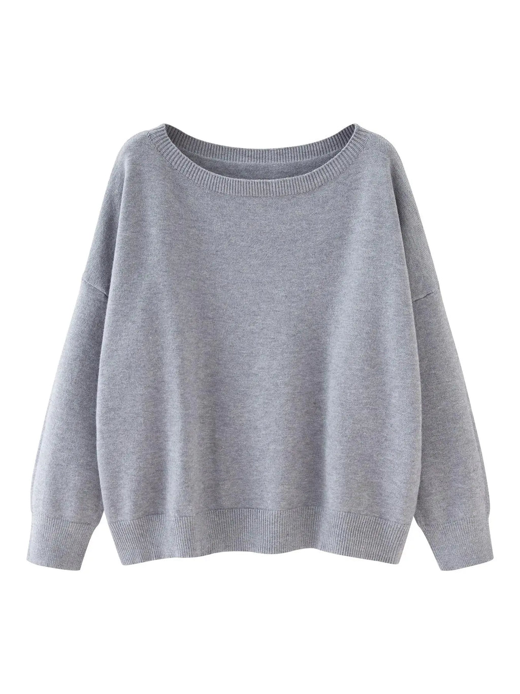 Women's Plain Scoop Neck Knitwear Sweater, Casual Drop Shoulder Long Sleeve Jumper, Women Fall & Winter Knit Top