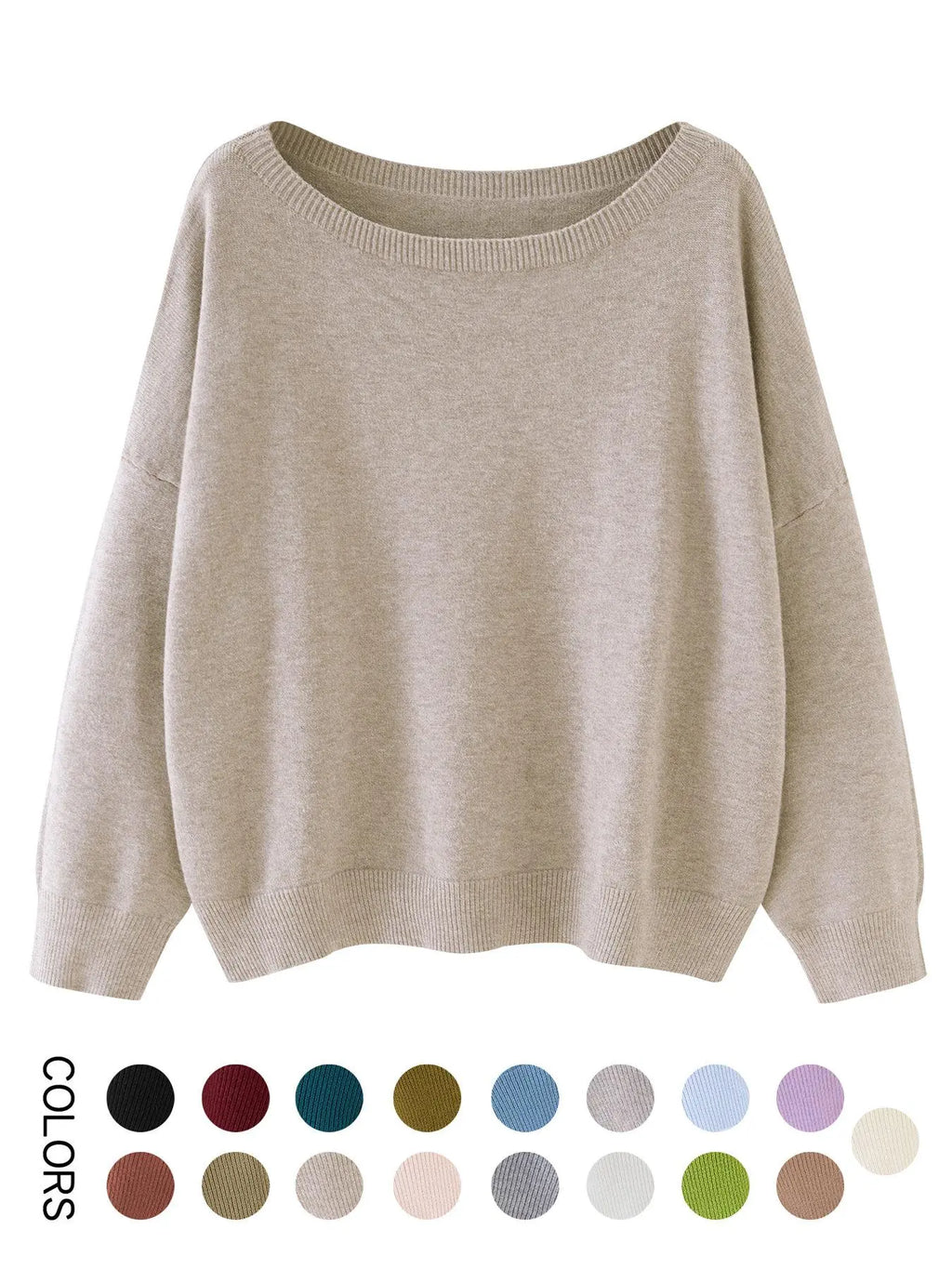 Women's Plain Scoop Neck Knitwear Sweater, Casual Drop Shoulder Long Sleeve Jumper, Women Fall & Winter Knit Top
