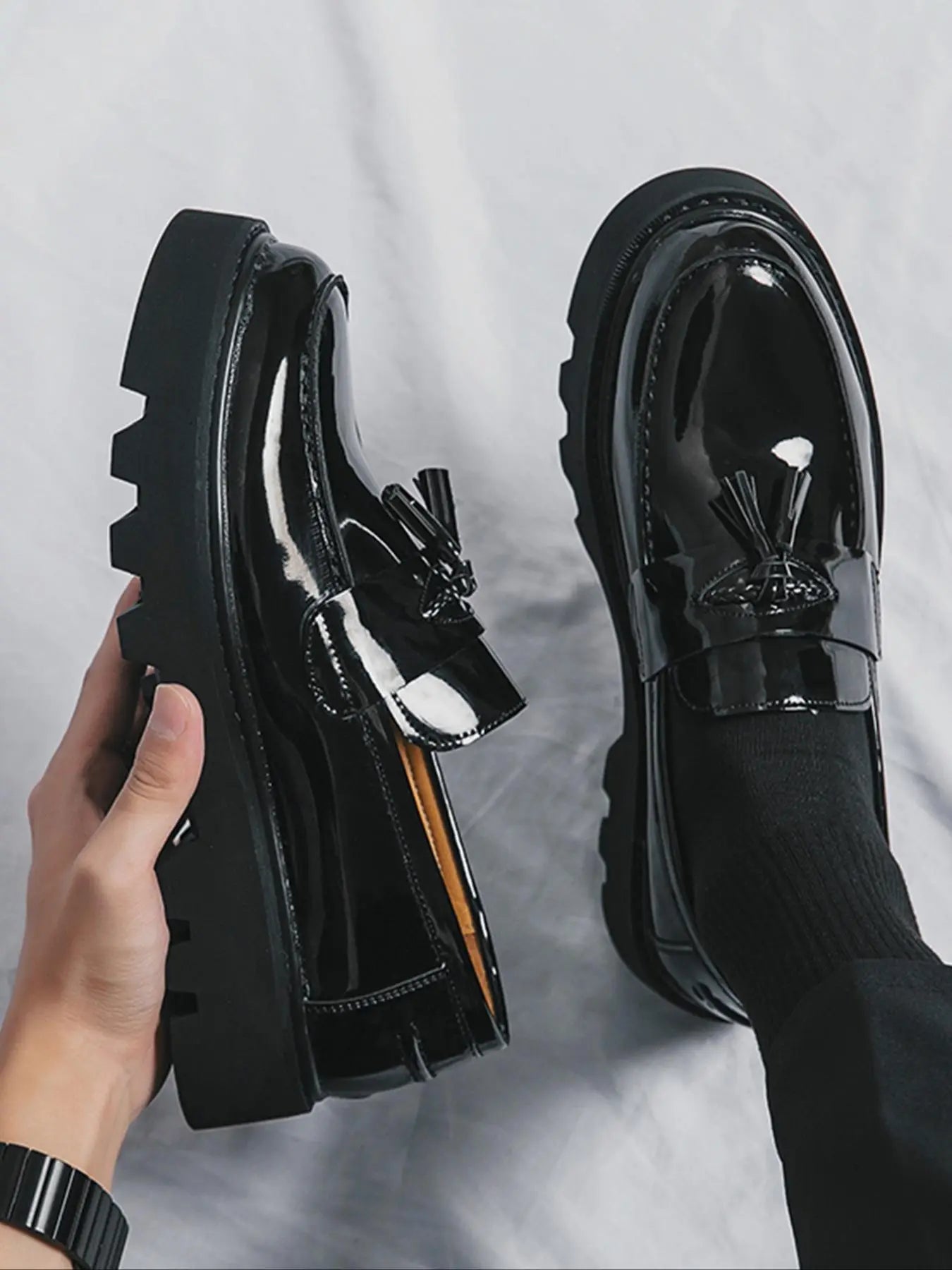 PU Leather Tassel Loafers