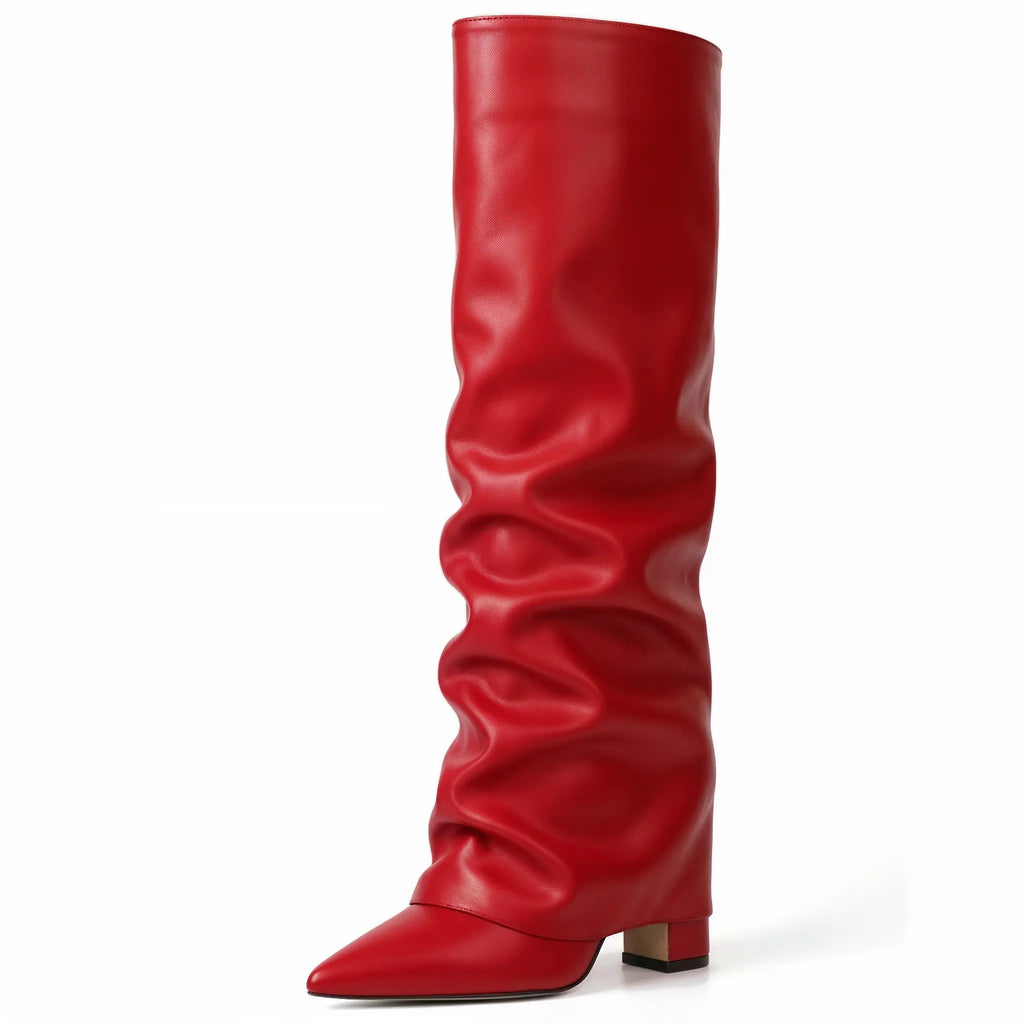 Slouchy Fold-Over Knee-High Boots