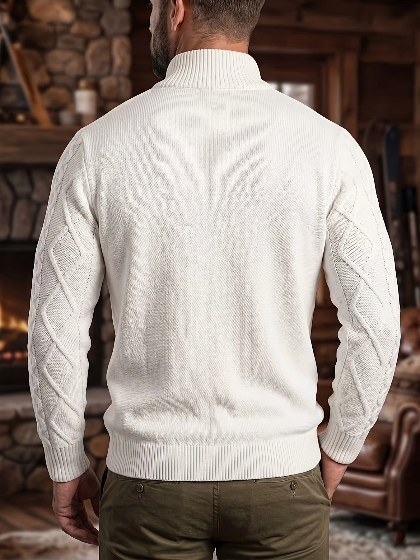 Half-Zip Stand-Collar Knit Sweater