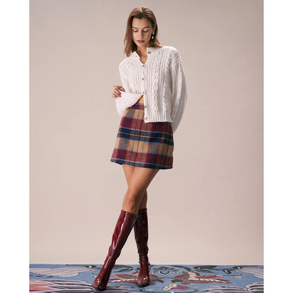 Plaid Tweed Mini Skirt