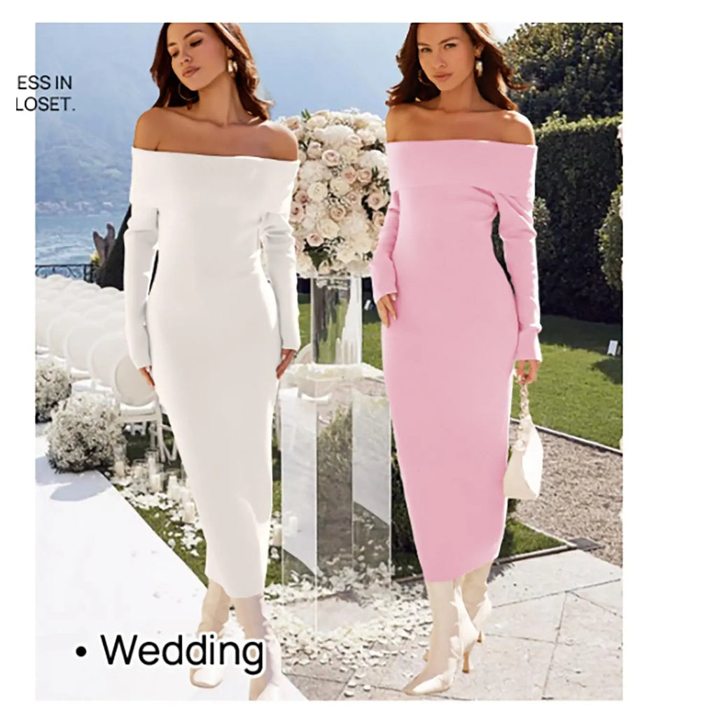 Off-Shoulder Bodycon Sweater Dress