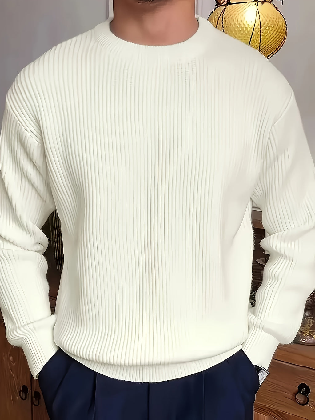 Solid Crew-Neck Knit Pullover
