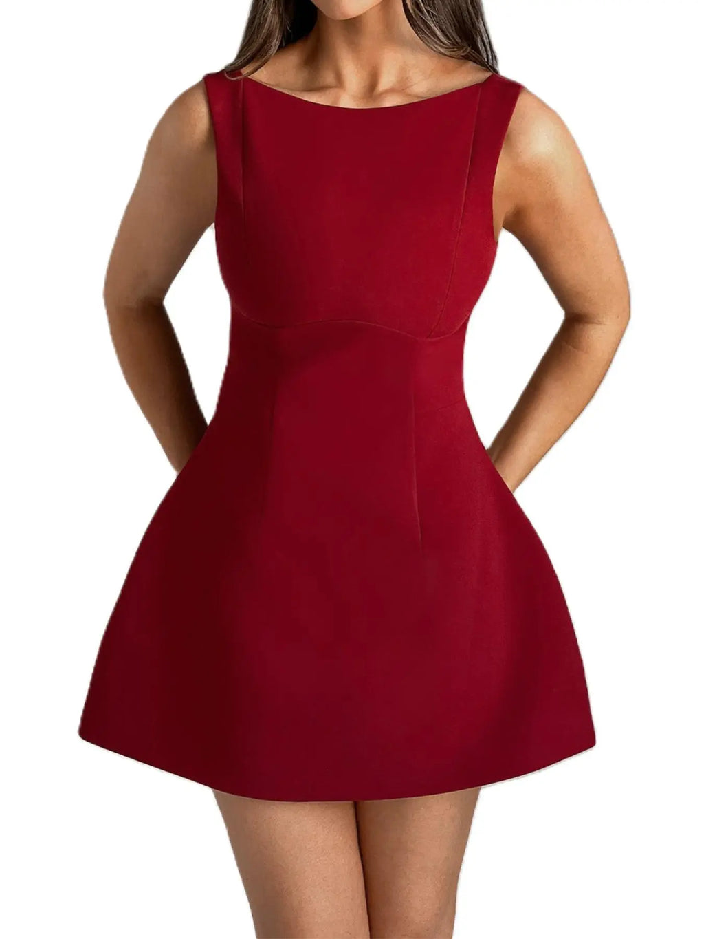 Backless Boat-Neck A-Line Dress