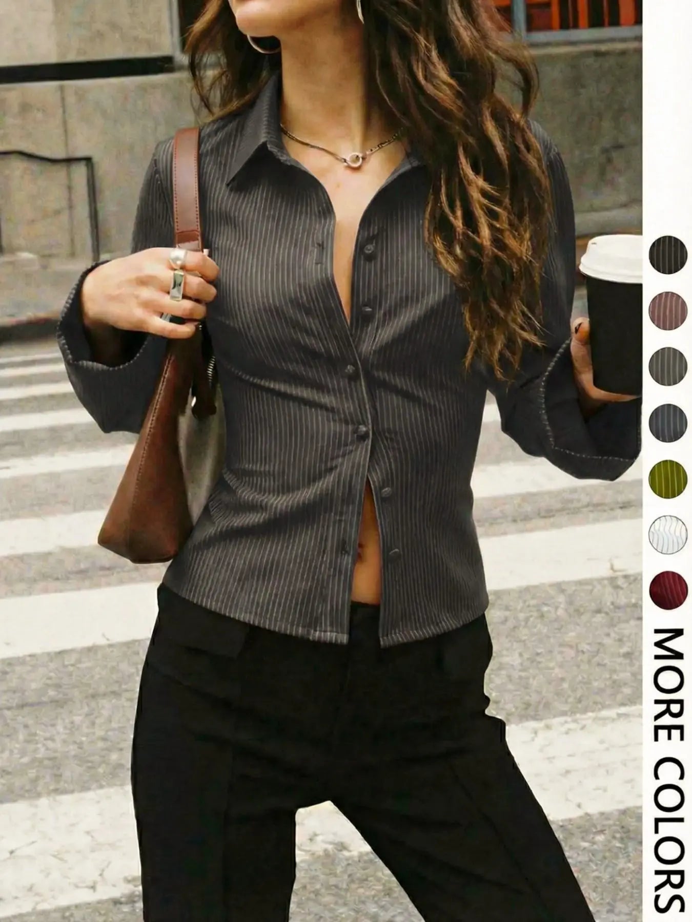 V-Neck Button-Front Blouse