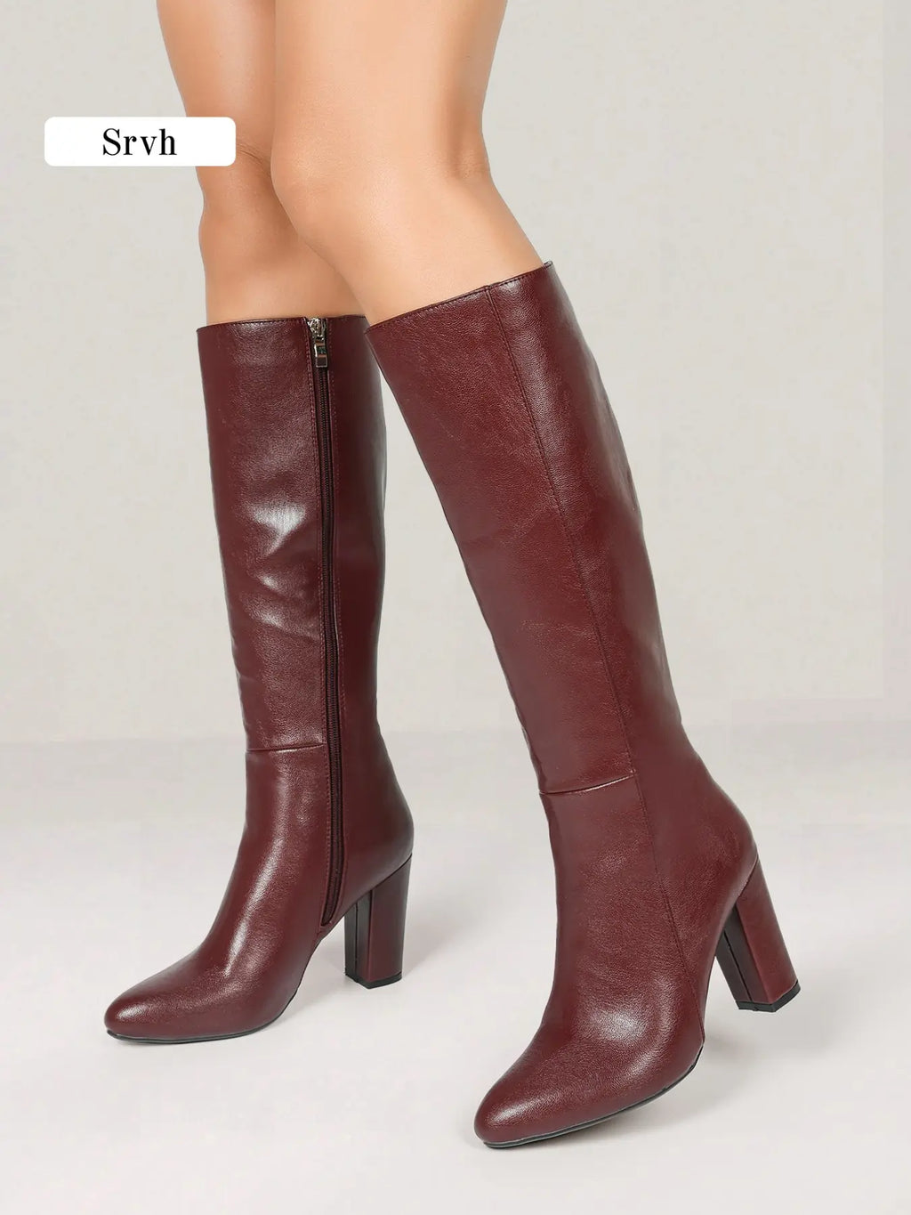 Pointed-Toe Knee-High Heeled Boots