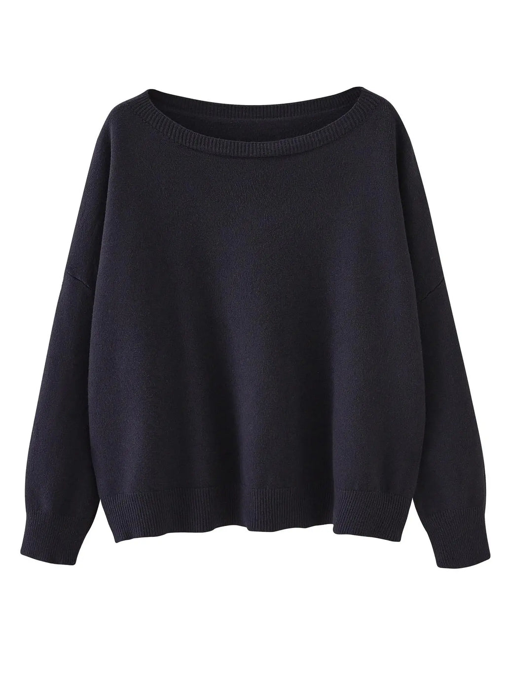 Women's Plain Scoop Neck Knitwear Sweater, Casual Drop Shoulder Long Sleeve Jumper, Women Fall & Winter Knit Top