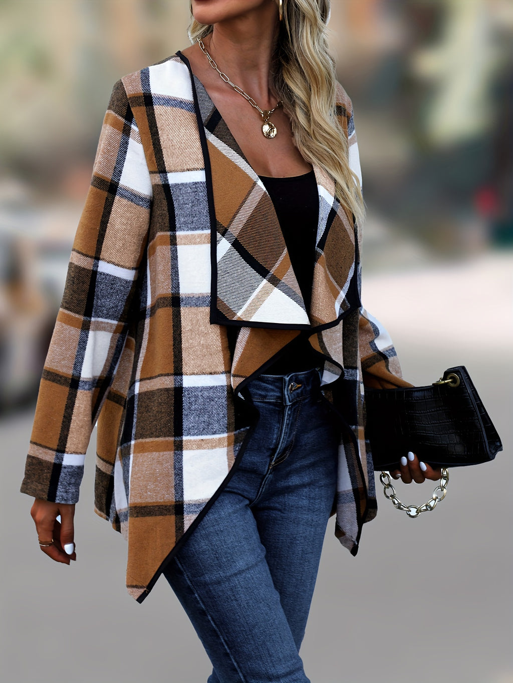 Checkered Plaid Trench Coat