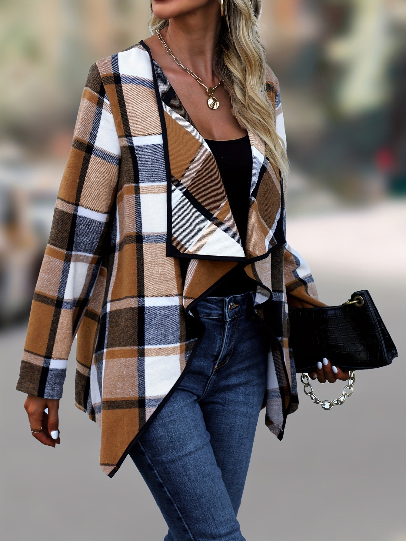 Checkered Plaid Trench Coat
