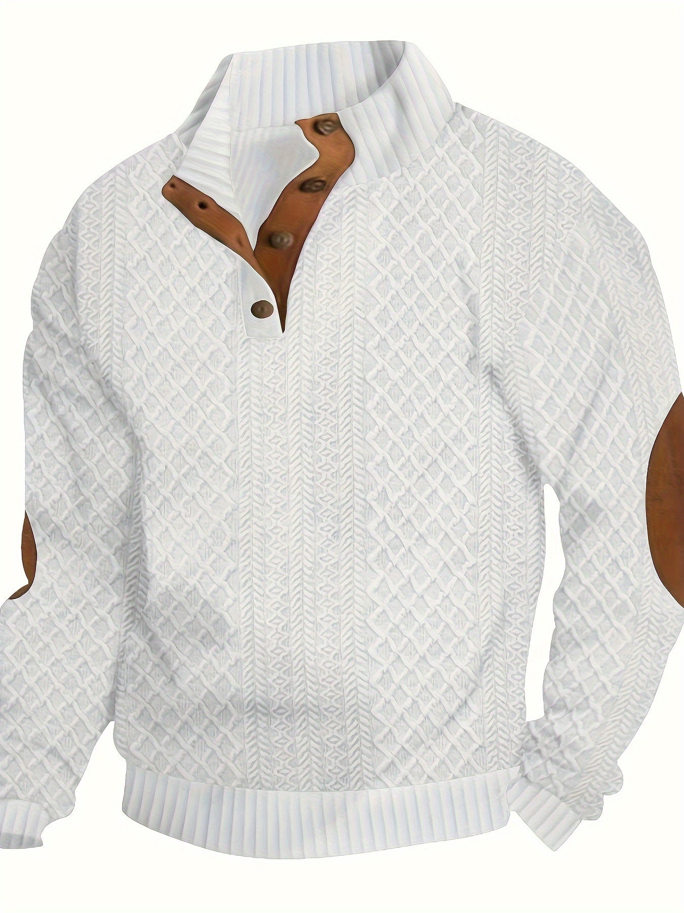 Diamond Jacquard Button Sweatshirt