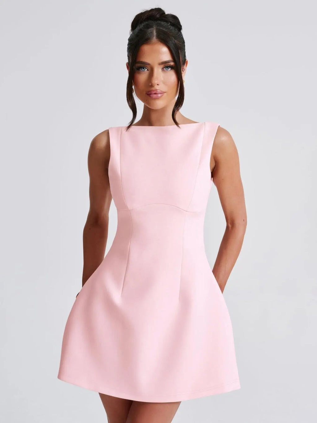 Backless Boat-Neck A-Line Dress