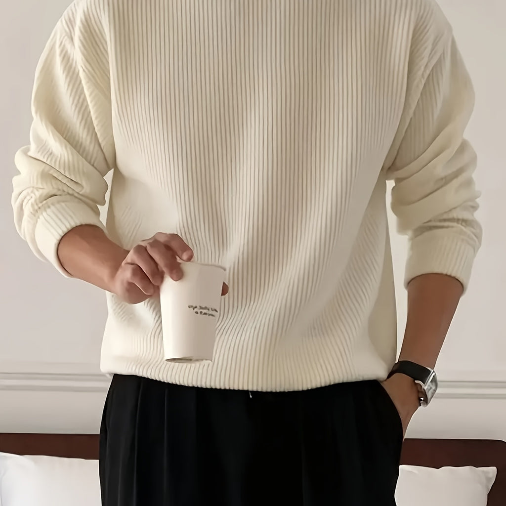 Solid Crew-Neck Knit Pullover
