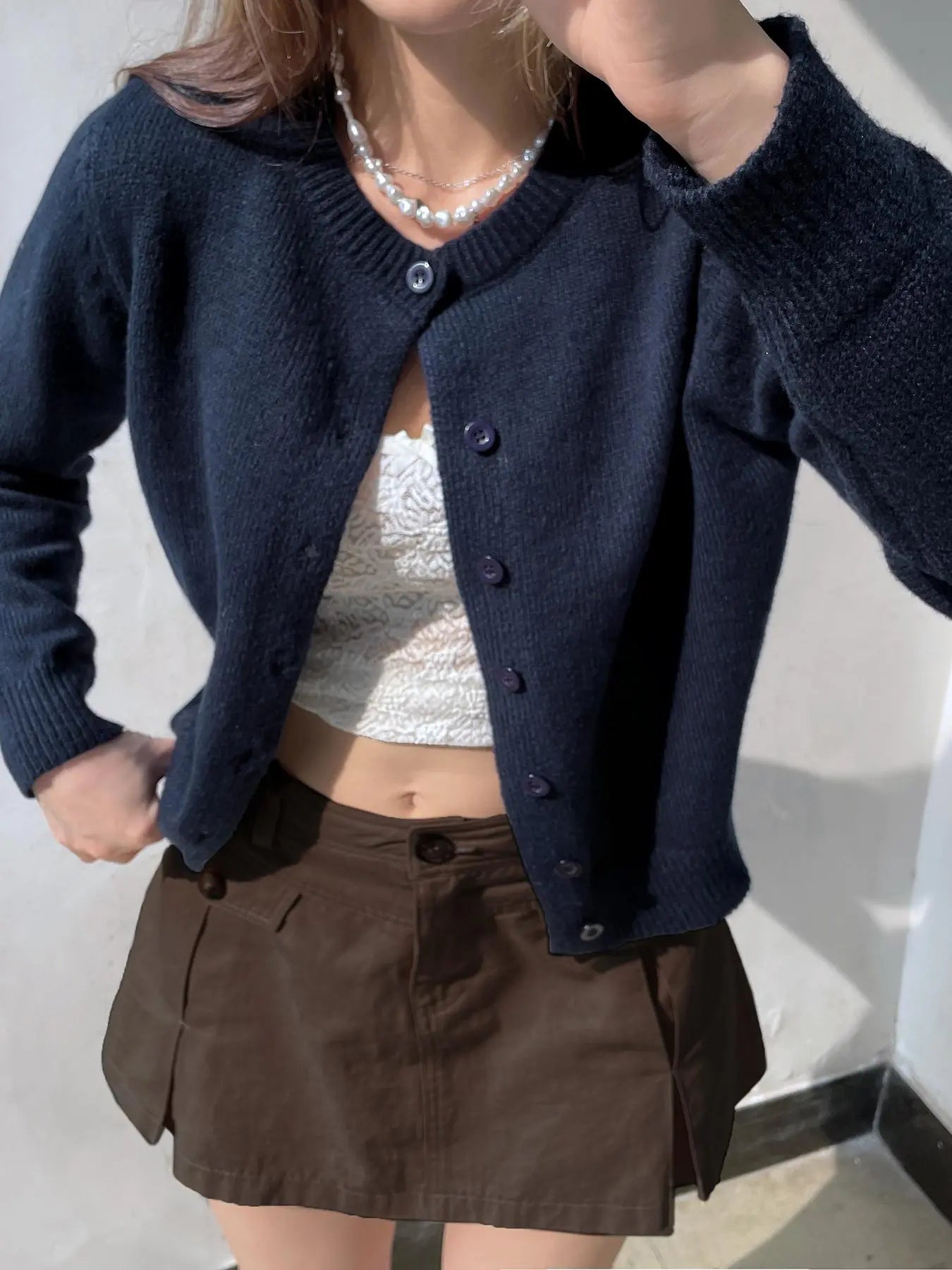 Women's Plain Button Front Cardigan, Casual Long Sleeve Round Neck Knitwear for Fall & Winter, Fashion Women's Knit Clothing for Daily Wear, Fit, 2025 Trend, Spring Clothes