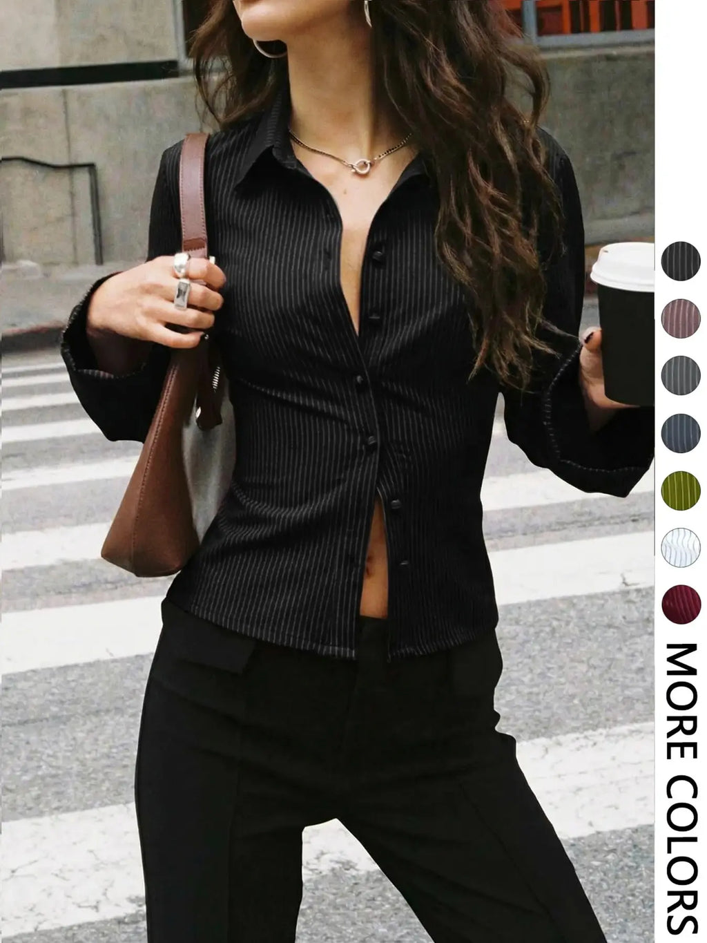 V-Neck Button-Front Blouse