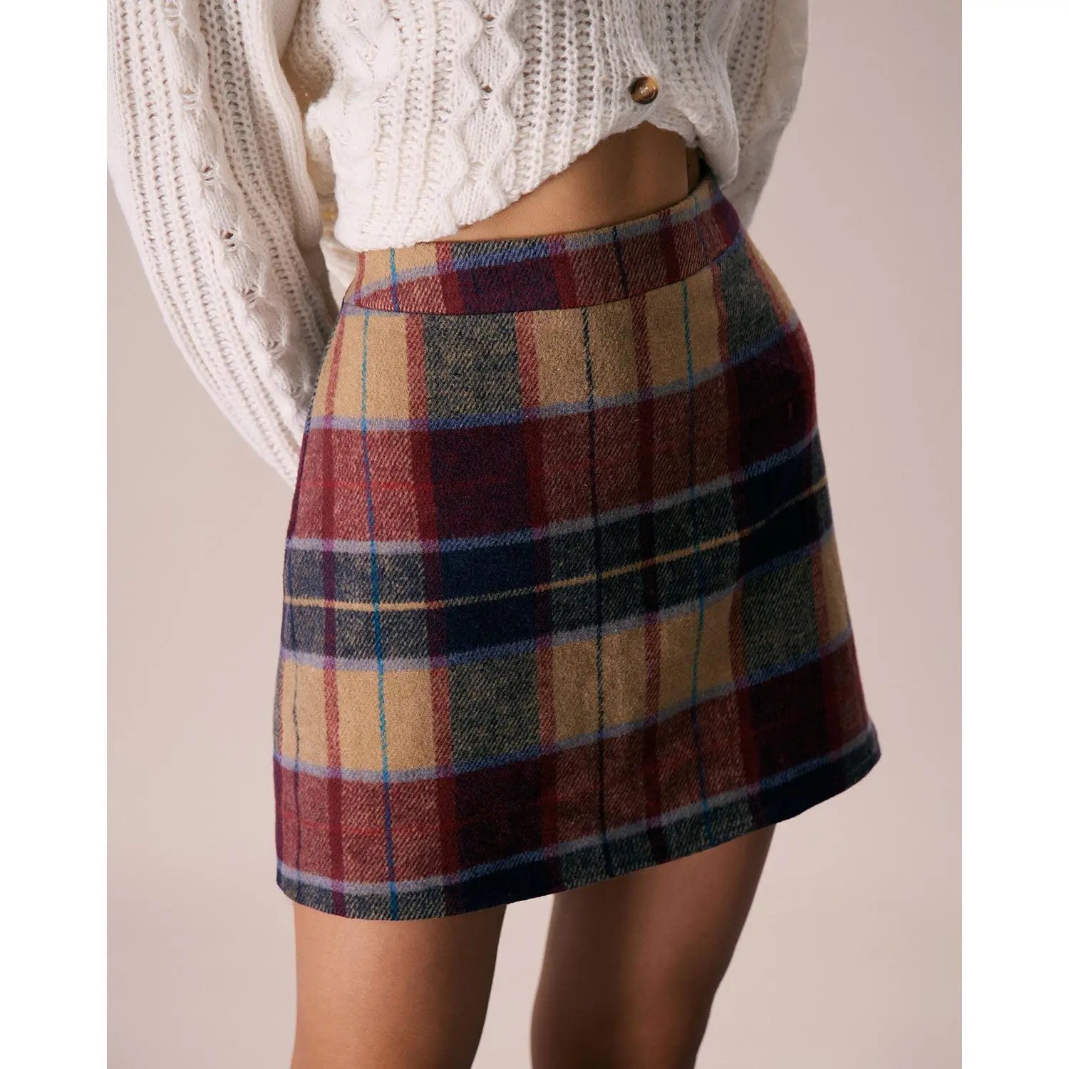 Plaid Tweed Mini Skirt
