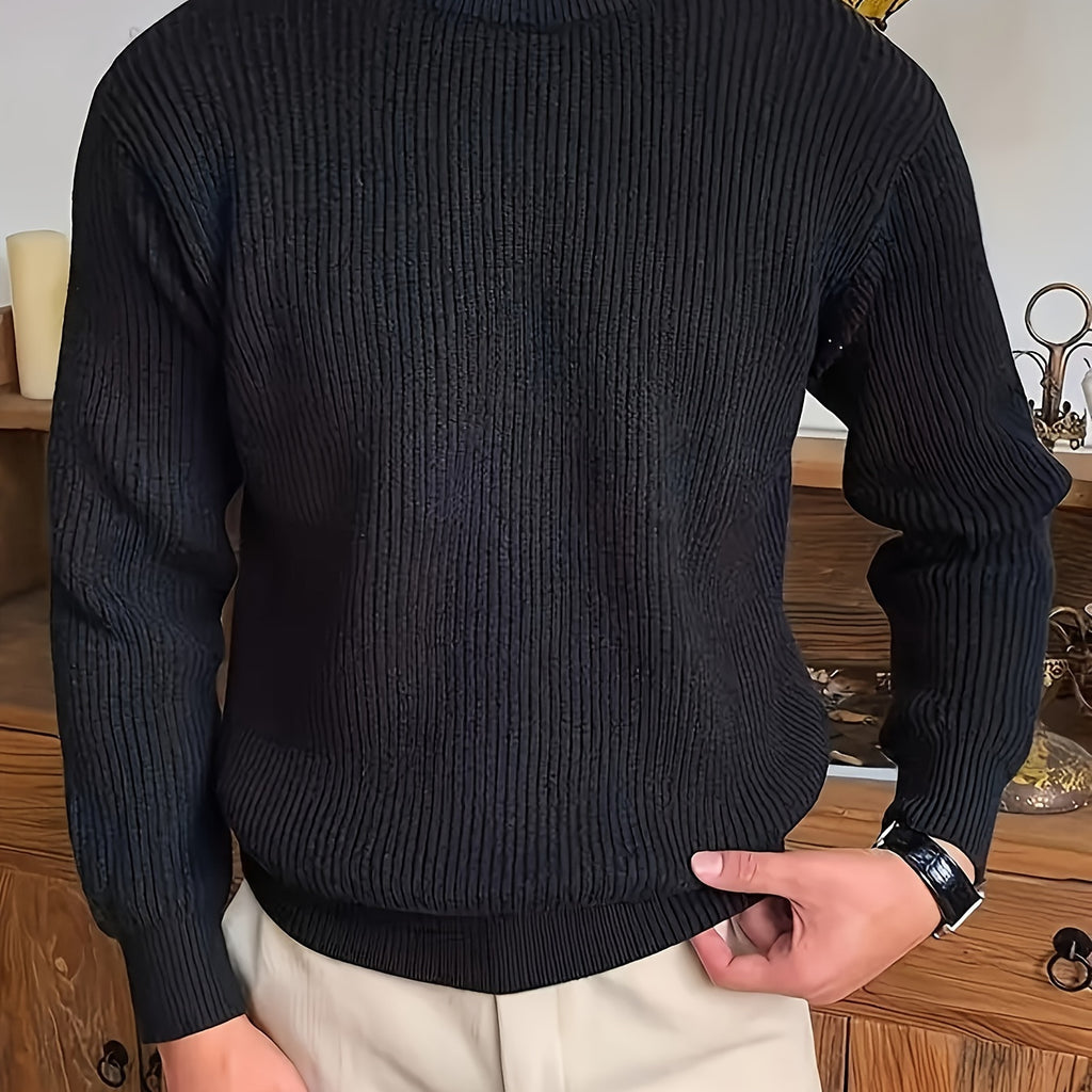 Solid Crew-Neck Knit Pullover