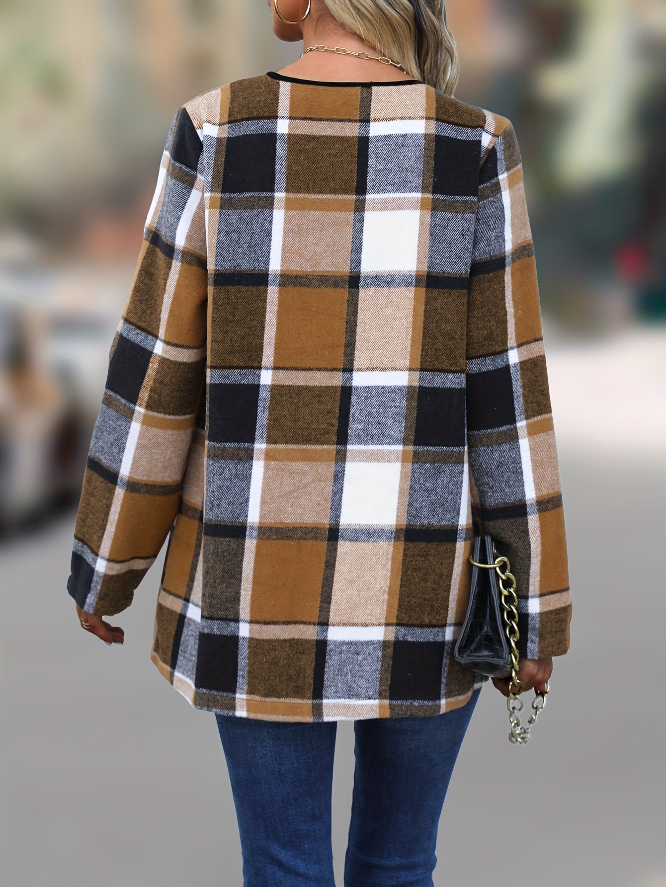 Checkered Plaid Trench Coat