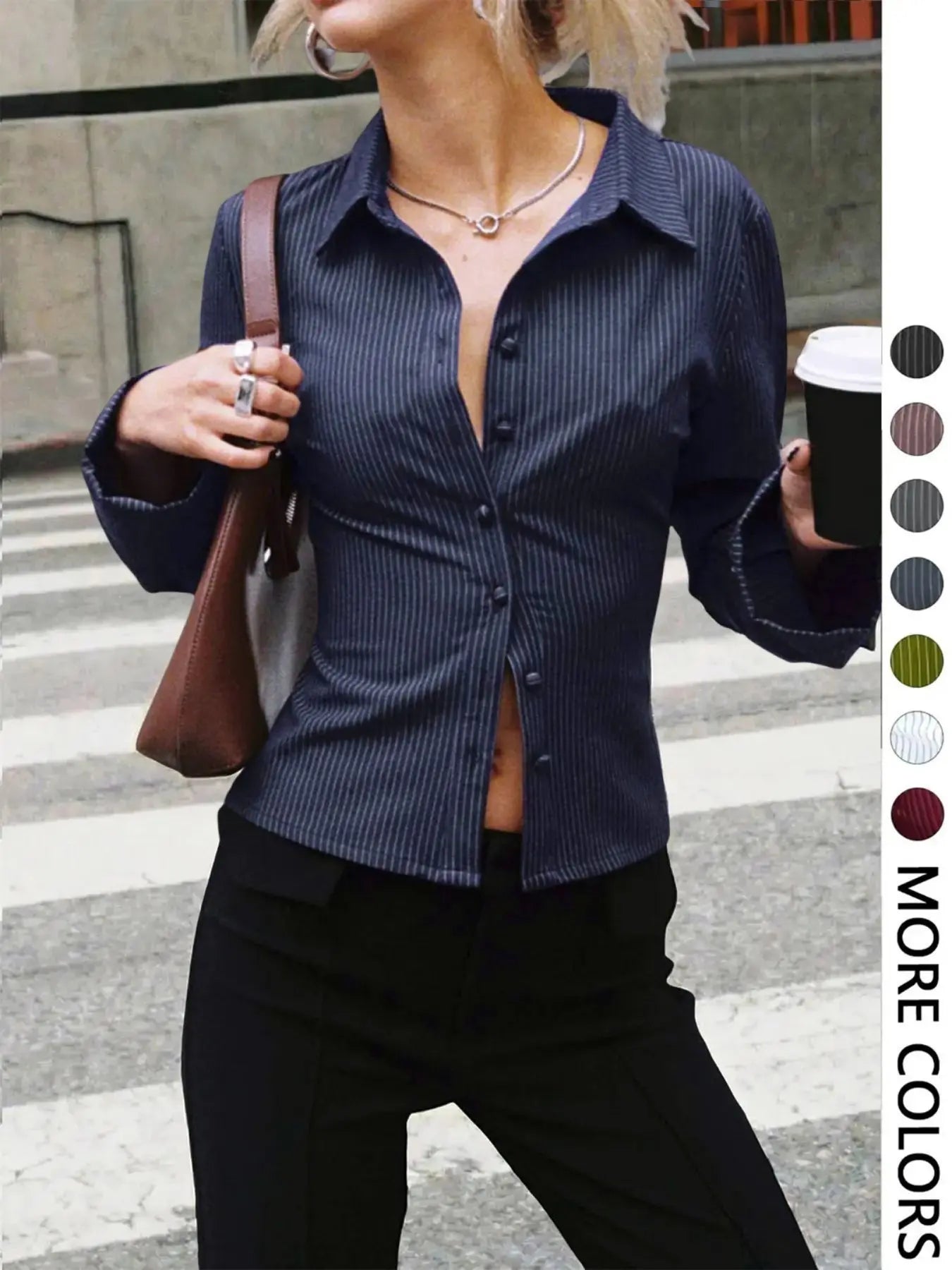 V-Neck Button-Front Blouse
