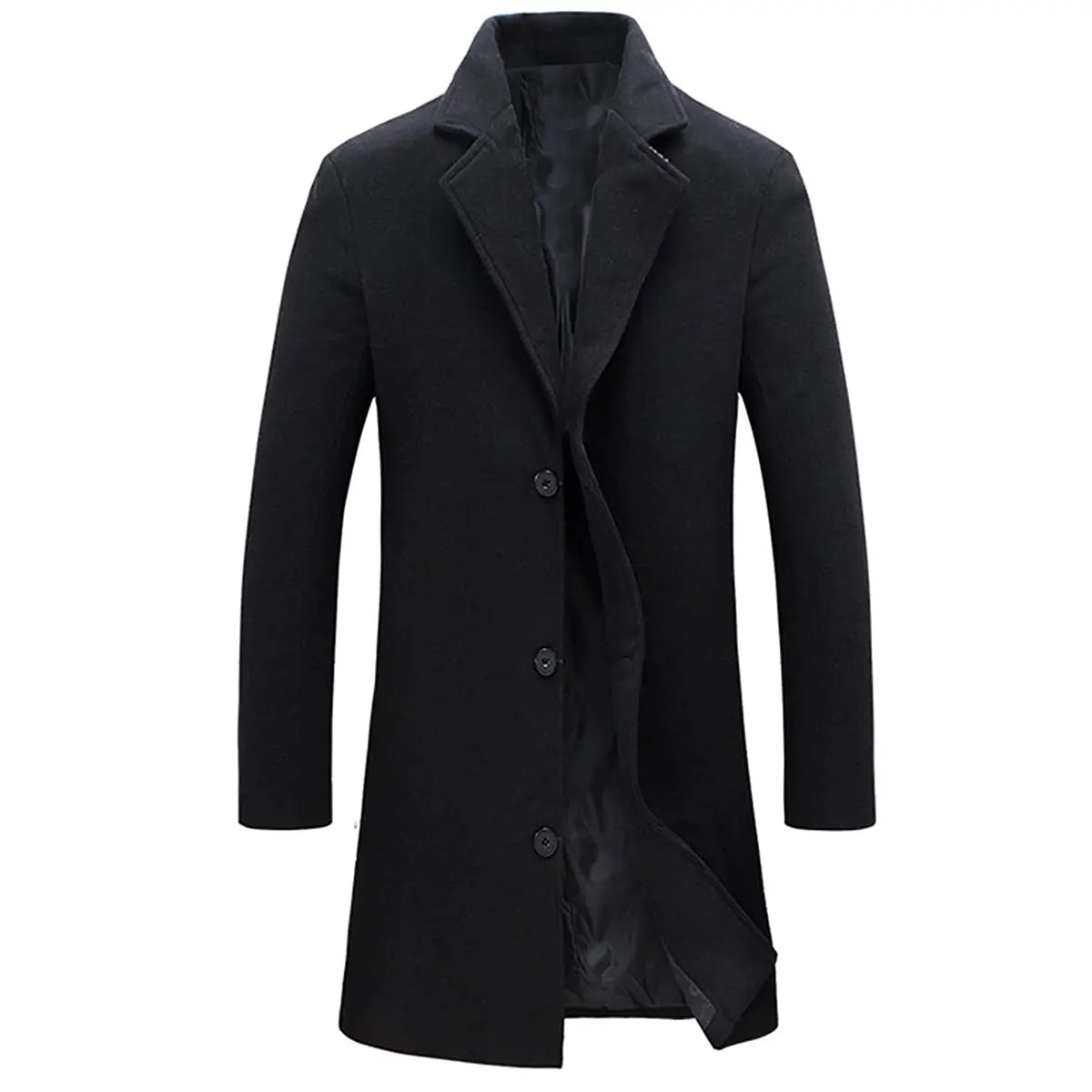 Kingapril Men's Classic Wool Blend Pea Coat, Single-Breasted Winter Overcoat with Notched Collar and Pockets, Menswear, Tops, Long Sleeve