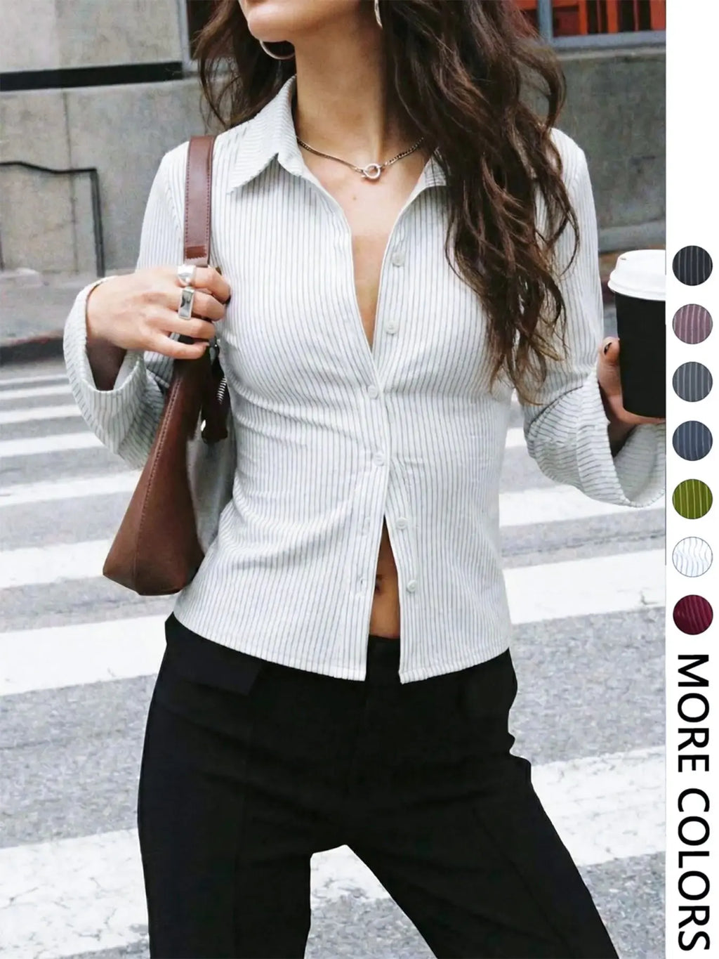 V-Neck Button-Front Blouse