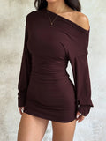 Off-Shoulder Knit Sweater Dress