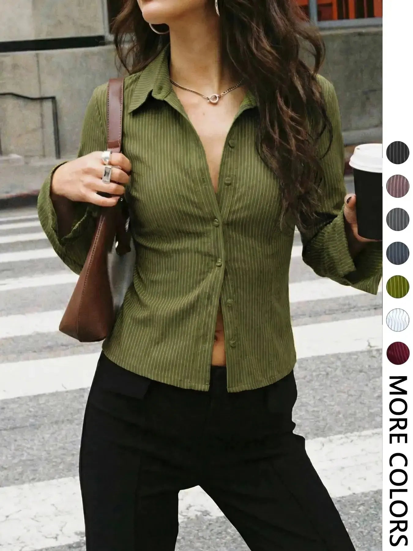 V-Neck Button-Front Blouse