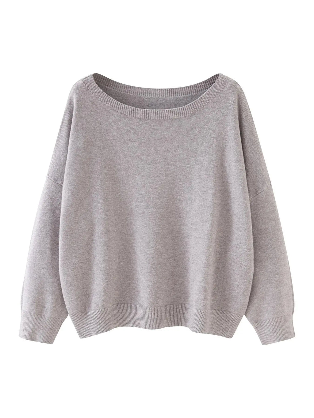 Women's Plain Scoop Neck Knitwear Sweater, Casual Drop Shoulder Long Sleeve Jumper, Women Fall & Winter Knit Top