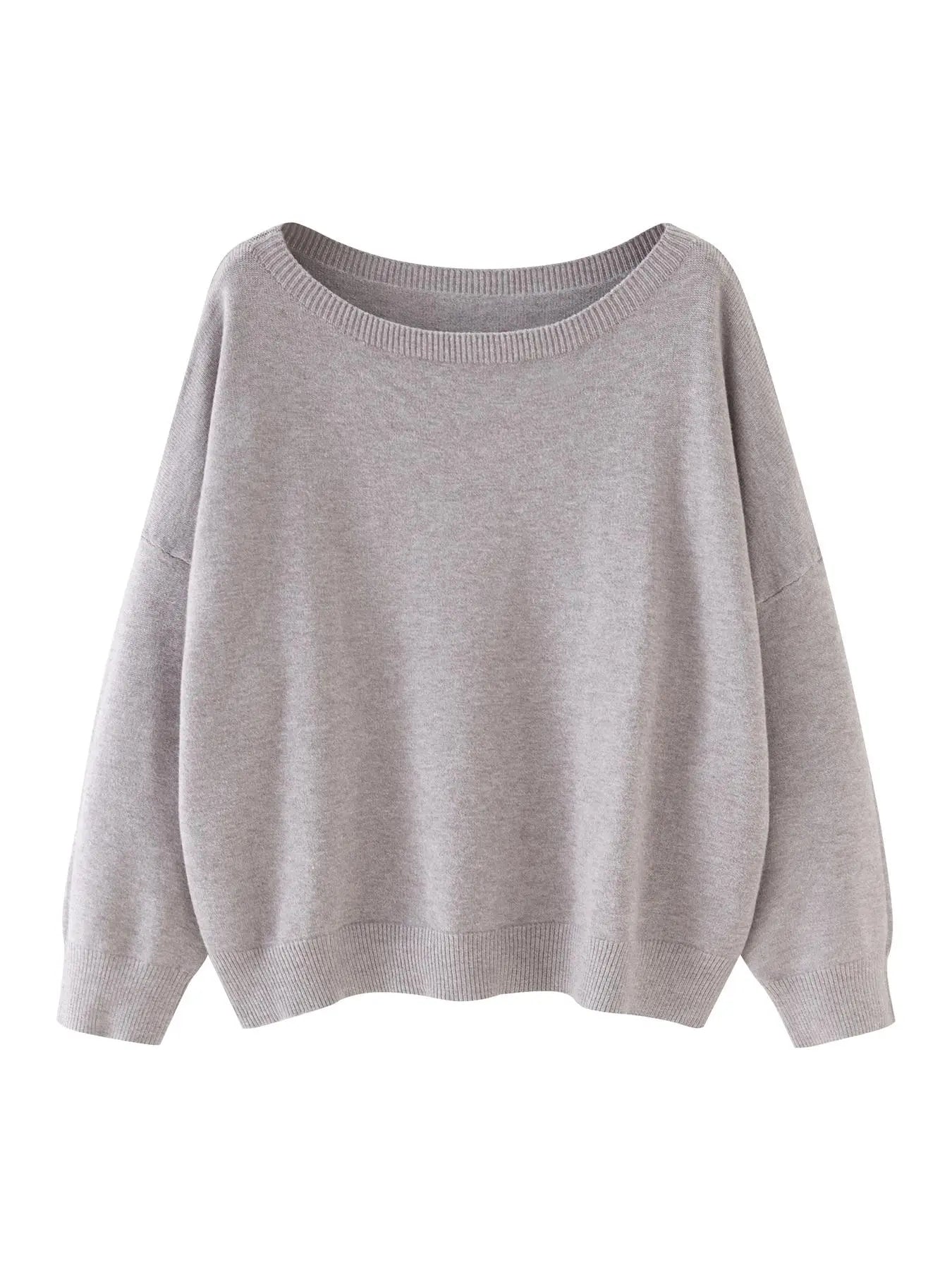 Women's Plain Scoop Neck Knitwear Sweater, Casual Drop Shoulder Long Sleeve Jumper, Women Fall & Winter Knit Top