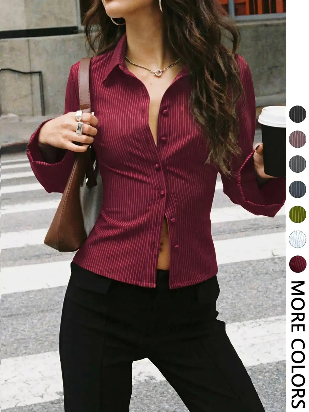 V-Neck Button-Front Blouse