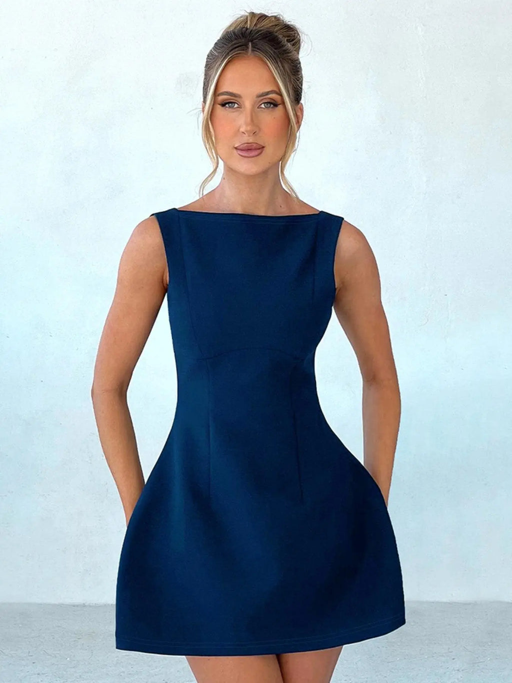 Backless Boat-Neck A-Line Dress