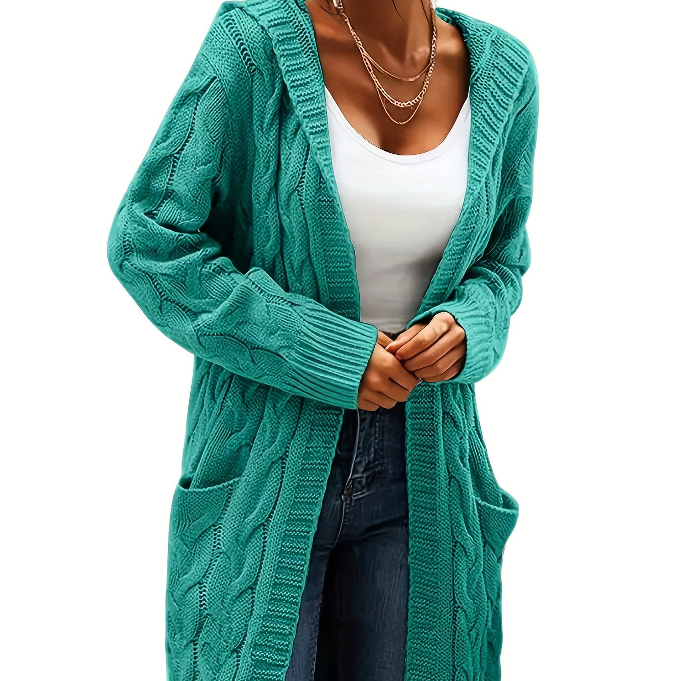 Open-Front Pocket Cardigan
