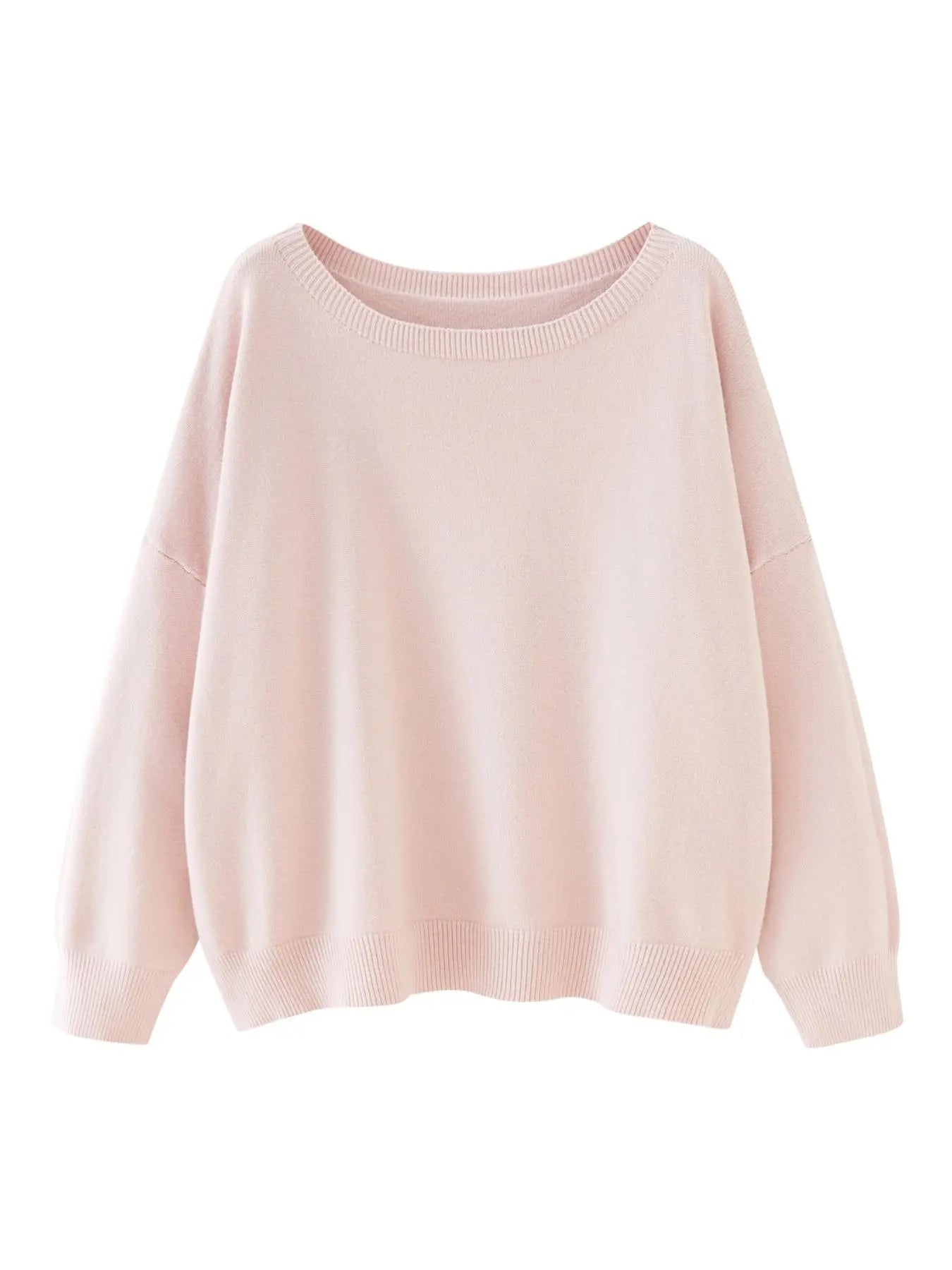 Women's Plain Scoop Neck Knitwear Sweater, Casual Drop Shoulder Long Sleeve Jumper, Women Fall & Winter Knit Top