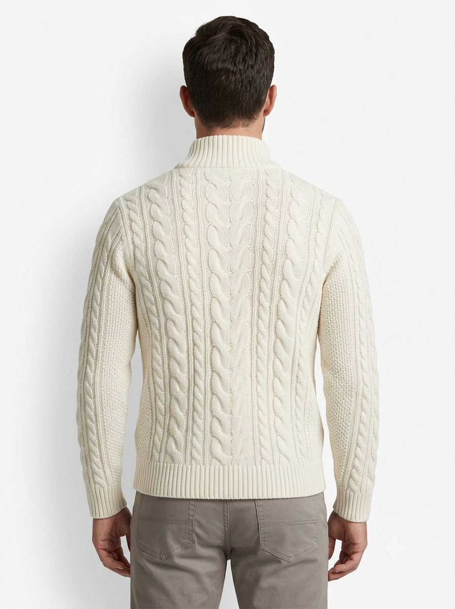 Half-Zip Stand-Collar Knit Sweater