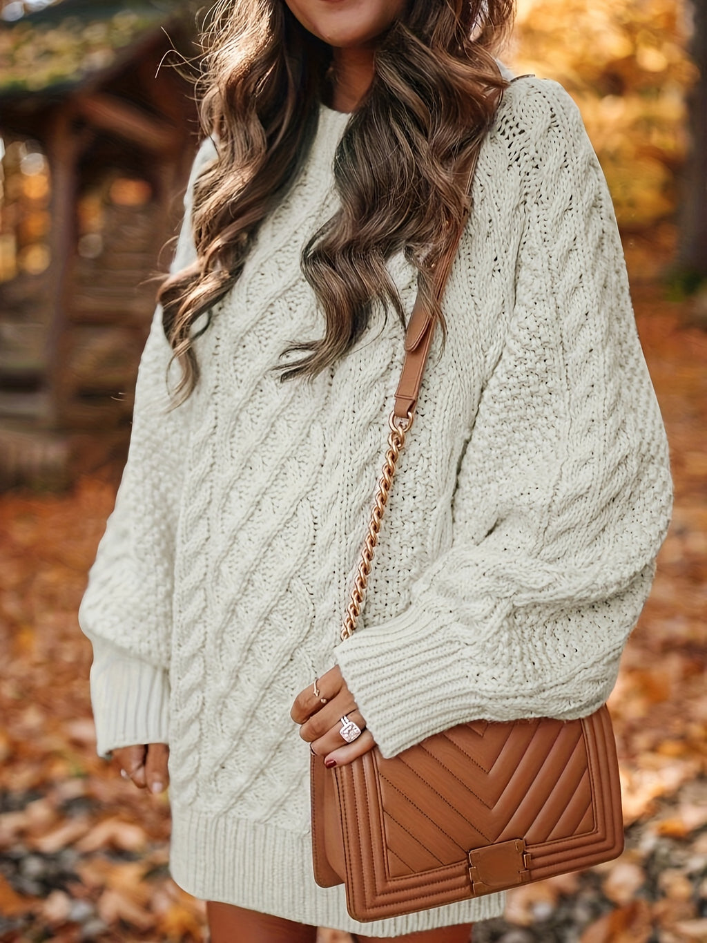 Textured Crew-Neck Sweater Dress