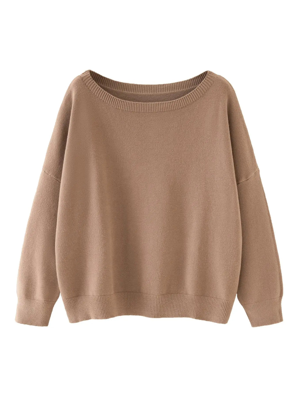 Women's Plain Scoop Neck Knitwear Sweater, Casual Drop Shoulder Long Sleeve Jumper, Women Fall & Winter Knit Top