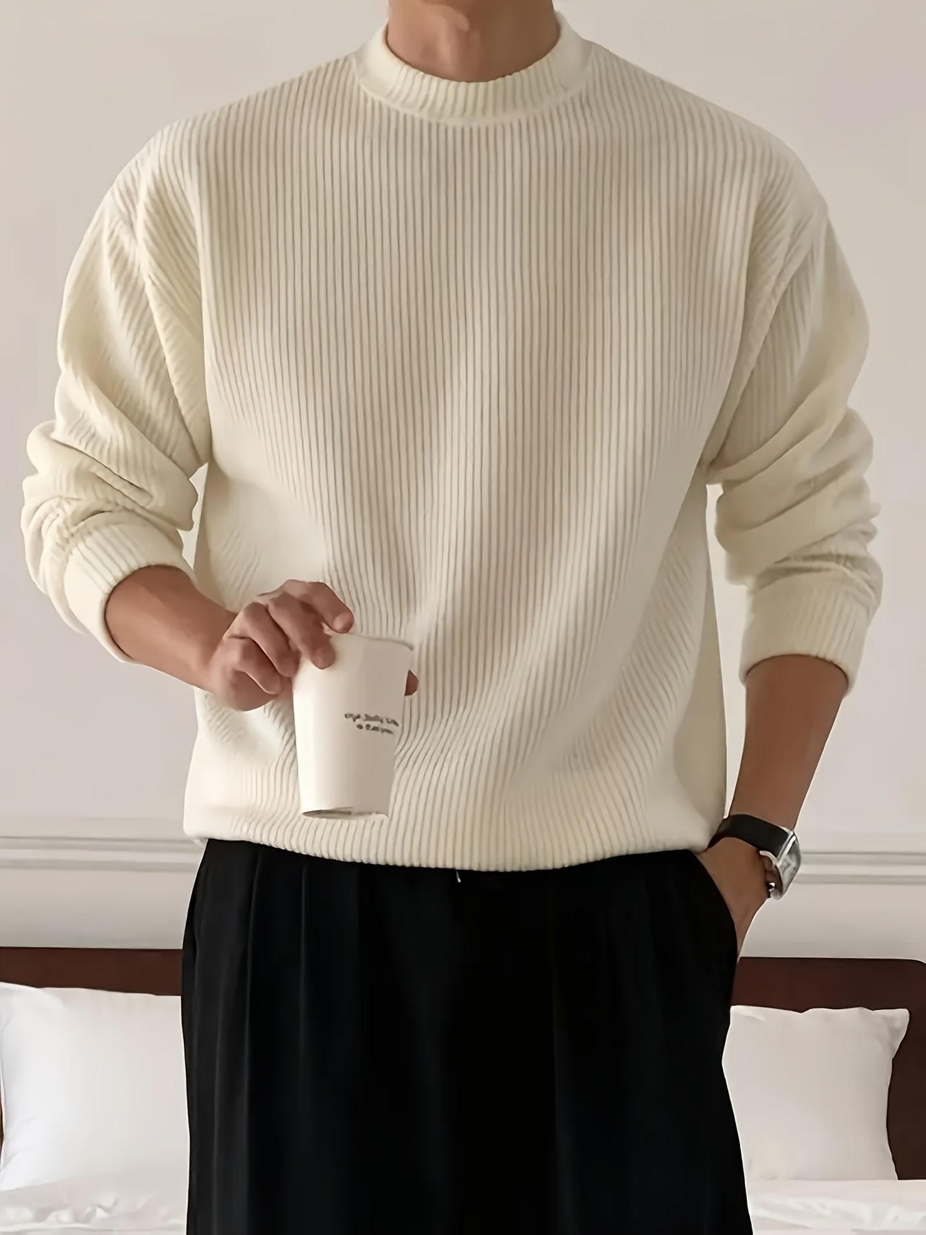 Solid Crew-Neck Knit Pullover