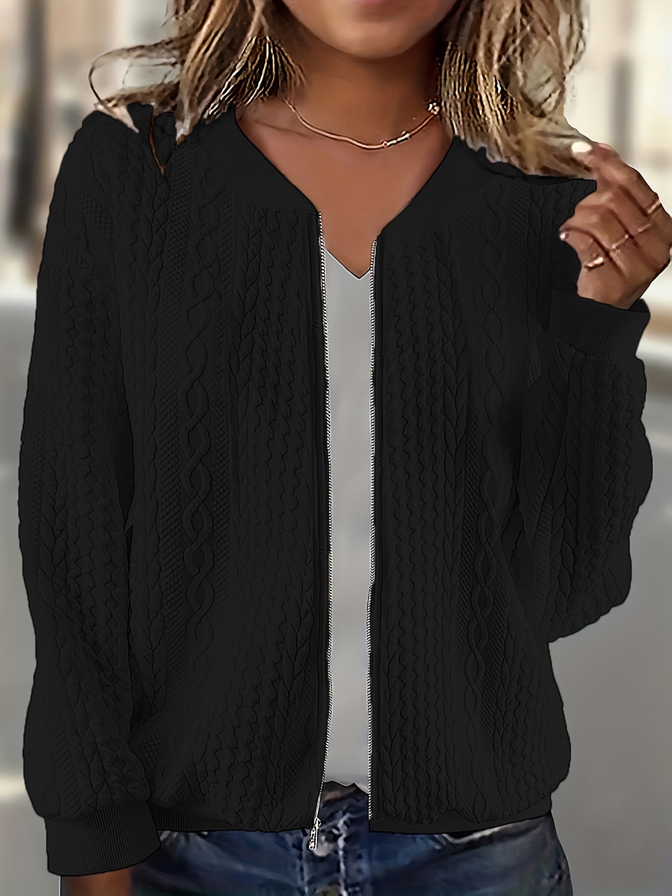 Textured Zip-Up Jacket