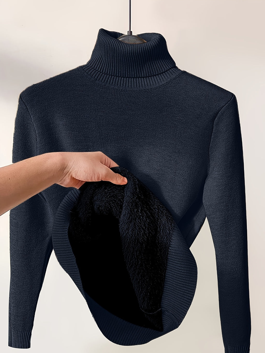 Solid Color High-Neck Sweater Sweater Suitable for Fall/Winter - Soft Medium-Stretch Tunic Pullover, Casual Warm Blouse Style Sweater for Office, Layering & Casual Attire (Hand Wash/Dry)