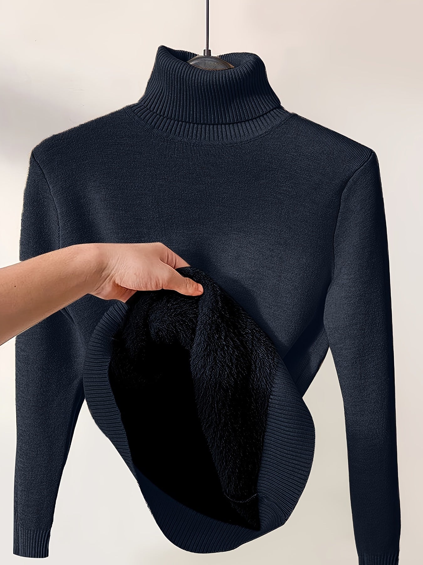 Solid Color High-Neck Sweater Sweater Suitable for Fall/Winter - Soft Medium-Stretch Tunic Pullover, Casual Warm Blouse Style Sweater for Office, Layering & Casual Attire (Hand Wash/Dry)