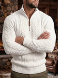 Half-Zip Stand-Collar Knit Sweater