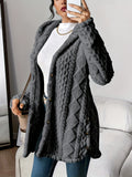 Jacquard Plush Hooded Cardigan